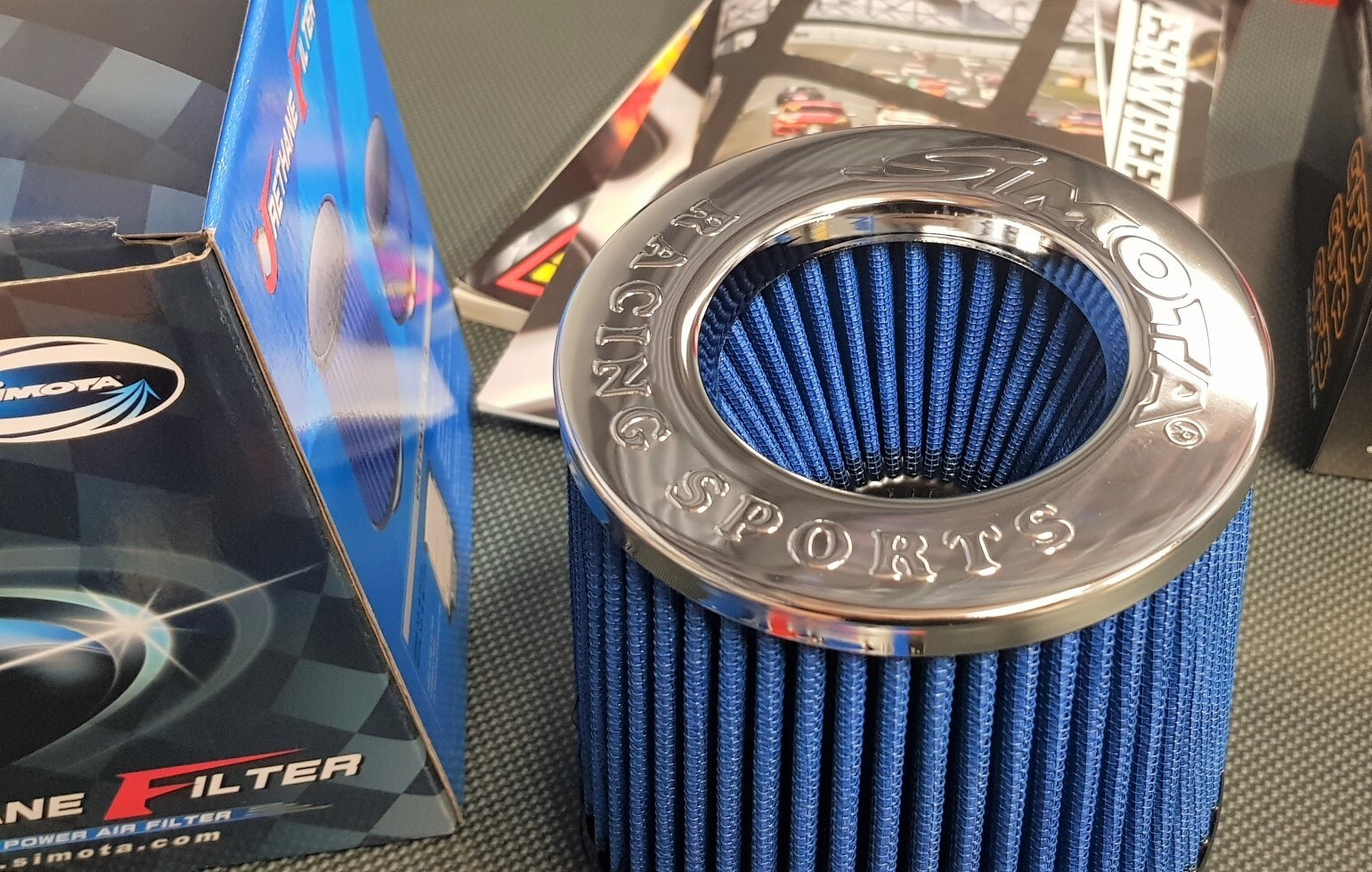 Simota 4.5 Inch Dual Entry High Flow Air Filter Blue