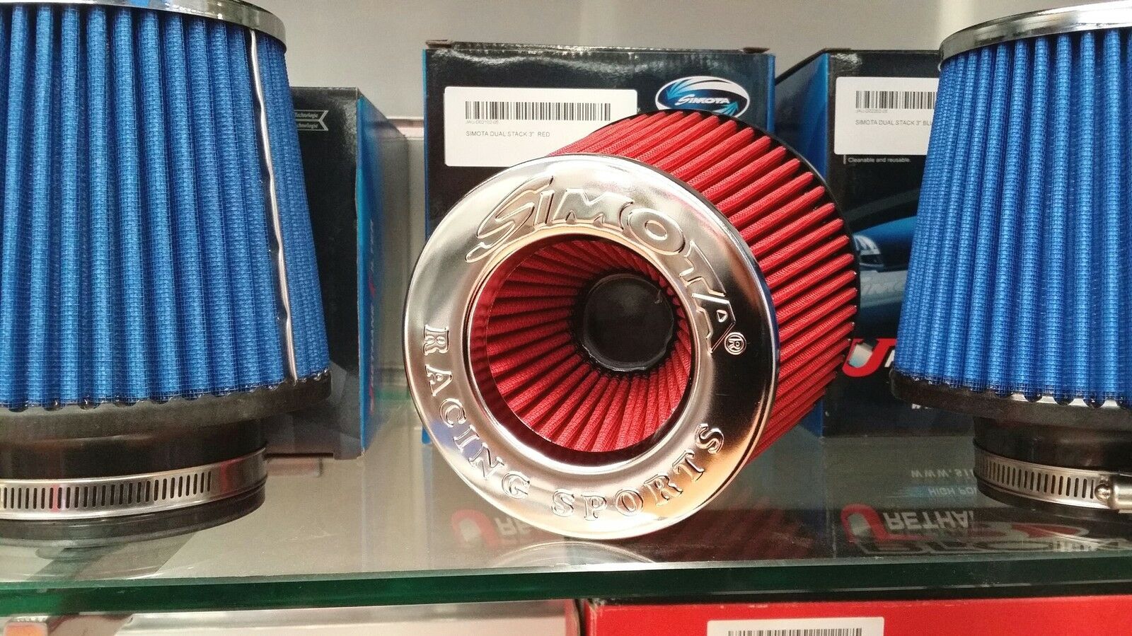 Simota Racing Dual Entry 3" Air Filter RED Width151mm x Height130mm