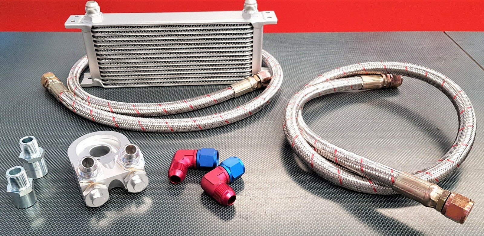SPP Engine Oil Cooler Kit 15 Row With Thermostat British Style