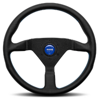 MOMO Montecarlo Black Leather With Blue Stitching 350mm Steering Wheel