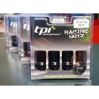tpi Black 38mm Steel Racing Nuts - M12x1.5 Mitsubishi, Honda, Toyota, Mazda, Kia