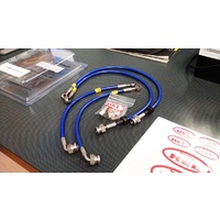 HEL EVO 8/9 T-Blue Braided Brake Line Kit - Mitsubishi EVO 8, 8MR, 9 IX, 9 Wagon.