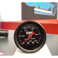 Raceworks Fuel Pressure Gauge 0-100PSI Liquid Filled