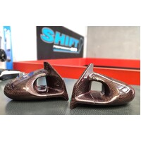 Ganador Style Red/Black Carbon Mirrors  - Suits Mitsubishi EVO 7, 8, 9, IX Wagon