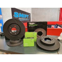 RDA EBC Front & Rear Slotted Rotors Elig Pads - Suits Mitsubishi EVO 5 6 7 8 9 Brembo