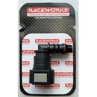 Raceworks GM Female EFI 90DEG Adaptor 3/8 Tube to 3/8 Barb