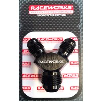 Raceworks Y Block Male Flare an Thread 1 x AN-8 to 2 x AN-6 