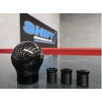 SPP Round Carbon Gear Knob With Black Collar - Nissan, Toyota, Honda, Mitsubishi, Subaru