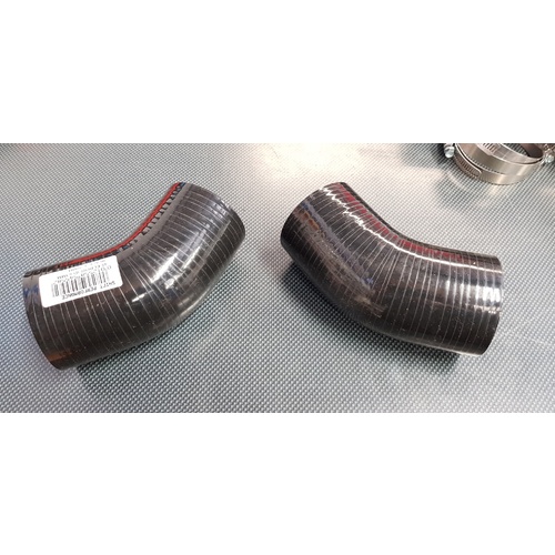 SPP 45 Degree, Black Silicone Hoses - 2 x 63mm EVO Intercooler