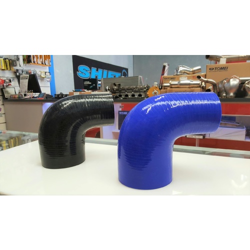 90 Degree Silicone Reducer BLUE 102mm to 76mm 4 Inch 3 Inch Intercooler Turbo
