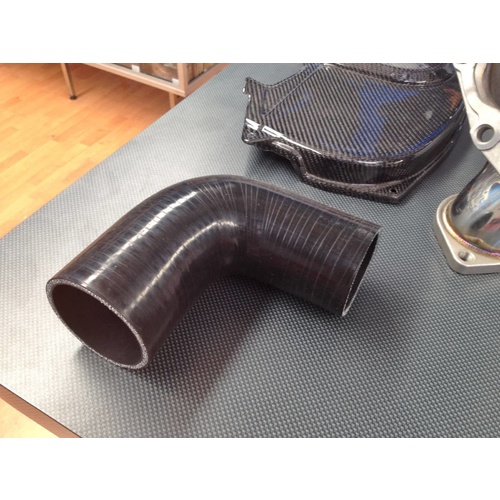 SPP Black 90 Degree Silicone Reducer 76mm to 70mm