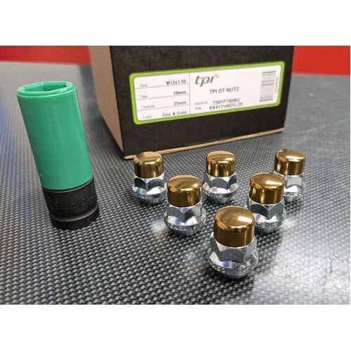 TPI Gold DT NUTZ Wheel Nuts - M12x1.5 Mitsubishi, Mazda, Toyota, Honda, Kia, Hyundai