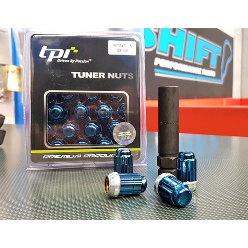 tpi 6 Spline Tuner Nut - Blue Titanium - M12x1.25