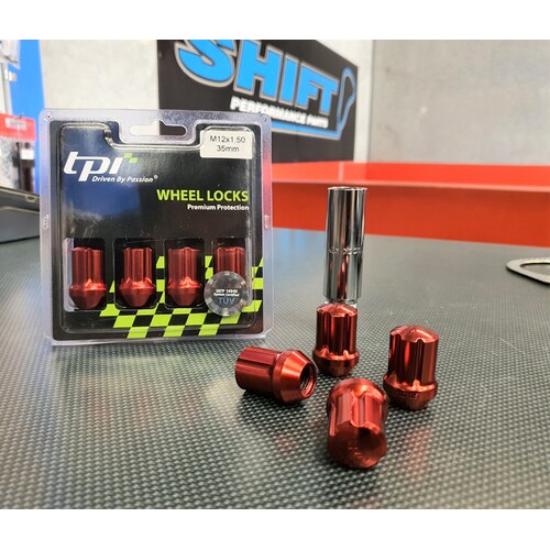 tpi Striker Red Lock Nut Set - M12x1.25 Nissan, Subaru, Suzuki