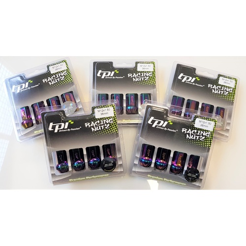 tpi Neo 38mm Steel Racing Nuts - M12x1.5 Mitsubishi, Toyota, Honda, Mazda, Kia