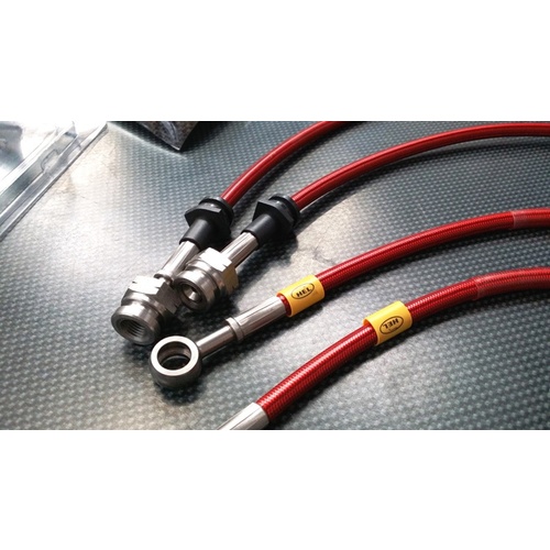 HEL Mitsubishi EVO 8/9 Braided Brake Line Kit - Trans Red