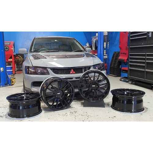 Custom Wheel Productions - Black BBS Inspired Forged Wheels Mitsubishi EVO 8MR, 9 IX CT9W