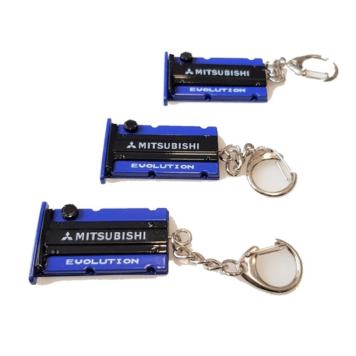 Mitsubishi EVO Engine Cam Cover Key Ring BLUE