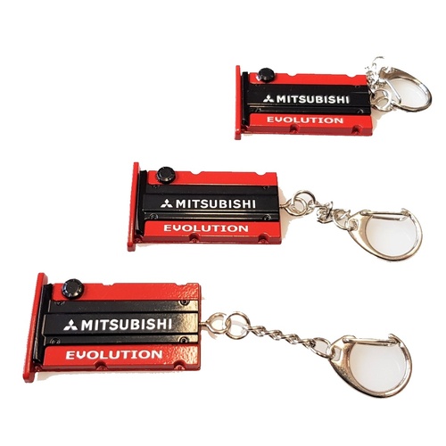 Mitsubishi EVO Engine Cam Cover Key Ring RED