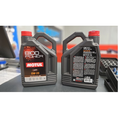 Motul 8100 Power 0W20 - 5L 100% Synthetic Honda Civic Type R FL5