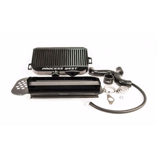 Process West Top Mount Intercooler Kit (suits Subaru 04-07 Forester XT) (with 02 STI Bonnet Scoop) - Black