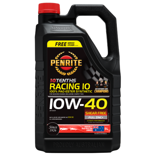 Penrite 10 Tenths Racing 10W-40 (100% PAO & Ester) Engine Oil - 5L