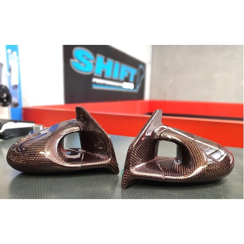 Ganador Style Red/Black Carbon Mirrors  - Suits Mitsubishi EVO 7, 8, 9, IX Wagon