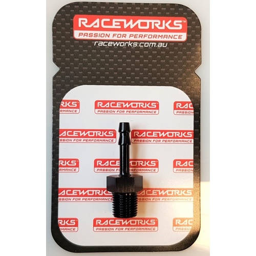Raceworks Male NPT 1/8 To 4mm Barb, RWF-421-02-M4BK