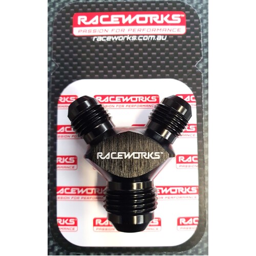 Raceworks Y Block Male Flare an Thread 1 x AN-8 to 2 x AN-6 