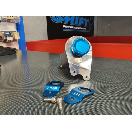 SPP Aluminium Radiator Overflow Bottle & Stays - L-Blue - Mitsubishi EVO 7, 8, 9 IX