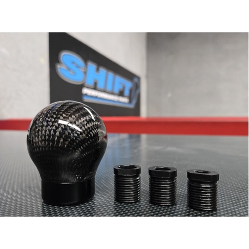 SPP Round Carbon Gear Knob With Black Collar - Nissan, Toyota, Honda, Mitsubishi, Subaru