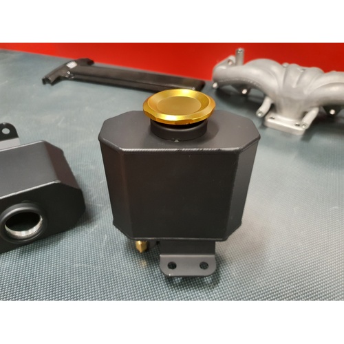 SPP Black/Gold Radiator Overflow Tank  - Suits Mitsubishi EVO 4/5/6