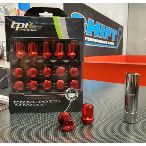 tpi Striker Red Wheel Nuts - M12x1.50 Mitsubishi, Mazda, Honda, Toyota, Kia
