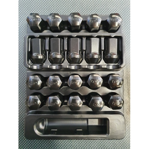tpi Black 19mm Striker Nuts  - M12x1.25 Nissan, Suzuki, Subaru